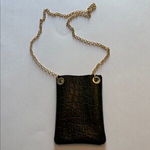 NWOT. Leather crossbody cellphone bag.